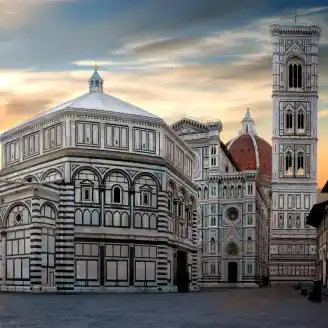 Famous Cathedral Santa Maria Del Fiore Florence Sunrise 1