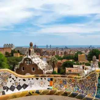 Panoramic View Barcelona Multiple Building S Roofs View From Parc Guell Spain 1