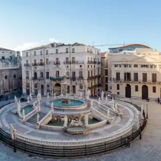 Panoramic View Piazza Pretoria Piazza Della Vergogna Palermo Sicily 1