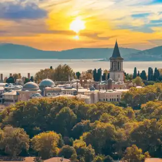 Topkapi Palace Before Marmara Sea Istanbul Turkey Looking Topkapi Palace Istanbul Sunset 2