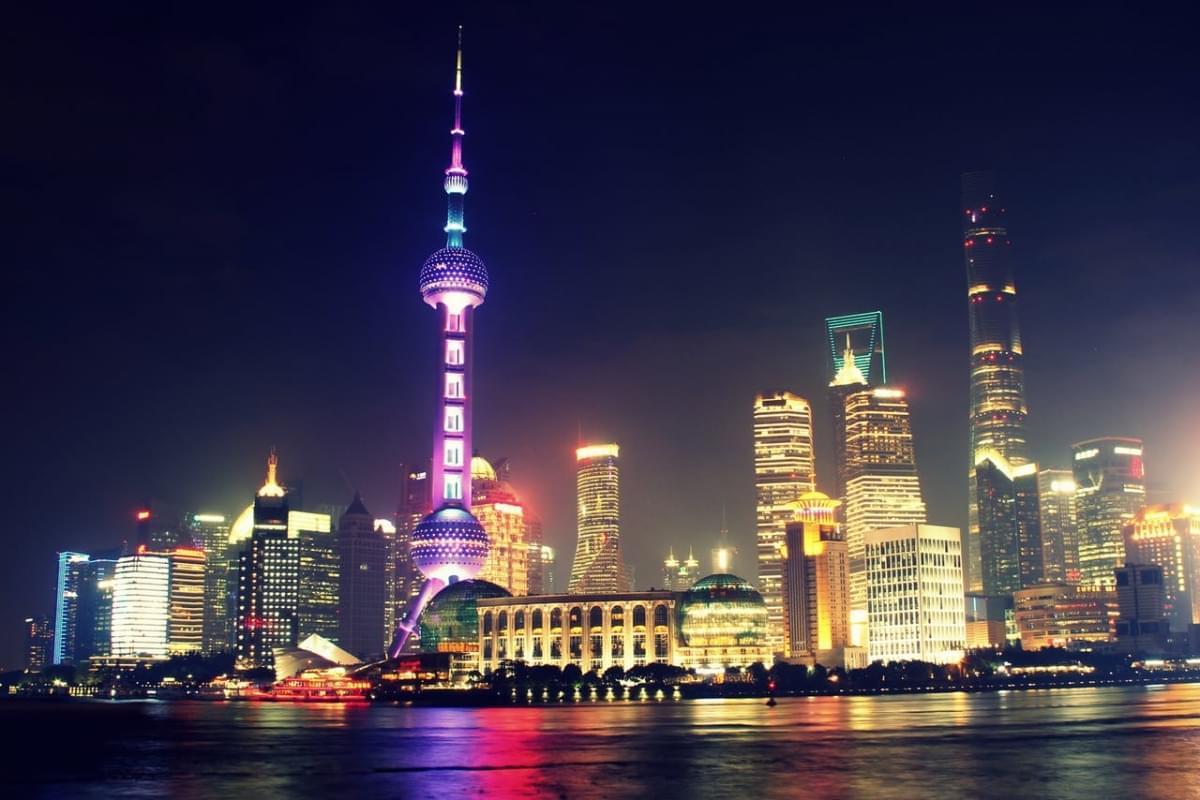 night skyline skyscrapers shanghai