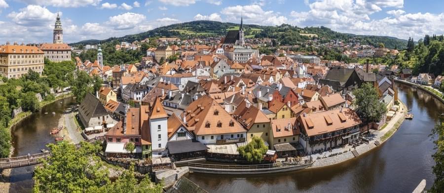 panorama di cesky krumlov boemia del sud