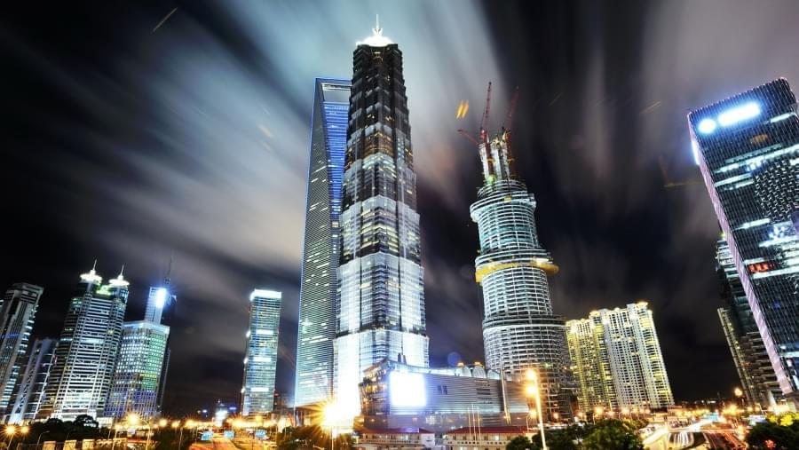 shanghai quartiere pudong di notte